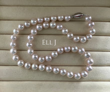 Load image into Gallery viewer, Japanese Ivory-Pink ROUND Akoya Pearl 8-8.5mm Necklace