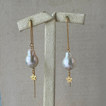 Load image into Gallery viewer, Ivory Pearls &amp; Stars 14kGF Threader Earrings