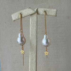 Ivory Pearls & Stars 14kGF Threader Earrings