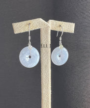 Load image into Gallery viewer, 18K SOLID GOLD: Lavender Jade Donuts, Silver Diamond Drop Earrings