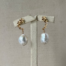 Load image into Gallery viewer, Ivory-Rainbow Pearls, Cascade Floral Gold Studs