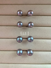 Load image into Gallery viewer, Silver Perfect-Round Freshwater 9-9.5mm Pearl Studs 925 Silver