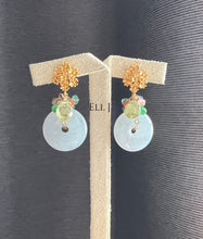 Load image into Gallery viewer, White Jade, Grossular Garnet, Tsavorite 14kGF Earrings