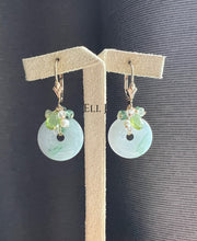 Load image into Gallery viewer, Type A Jadeite Wispy Green on White, Peridot, Gems 14KGF Earrings