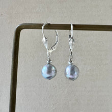 Load image into Gallery viewer, Silver-Blue Akoya Pearl 925 Silver Earrings