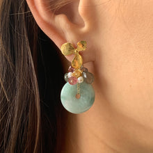 Load image into Gallery viewer, Dreams- Type A Jade and Gemstones Earrings