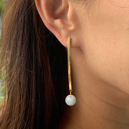 Long Bar Studs & Jade Earrings