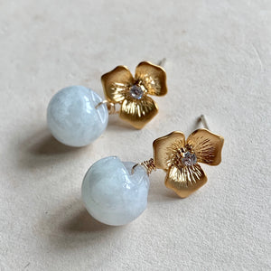 Sweet Flowers and Jade Earrings