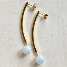 Load image into Gallery viewer, Long Bar Studs &amp; Jade Earrings