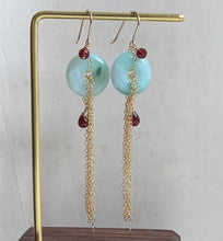 Load image into Gallery viewer, Type A Jade Donuts &amp; Garnet Cascade 14k Gold Filled Earrings