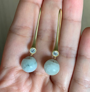 Modern Long Jade Dangle Earrings