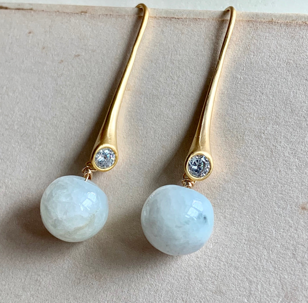 Modern Long Jade Dangle Earrings