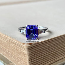 Load image into Gallery viewer, Tanzanite &amp; Tapered Diamonds 18k White Gold Ring