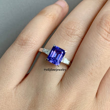 Load image into Gallery viewer, Tanzanite &amp; Tapered Diamonds 18k White Gold Ring