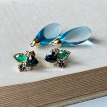 Load image into Gallery viewer, Spinel, Emerald Gem Cluster Detachable Earrings 18k Yellow Gold