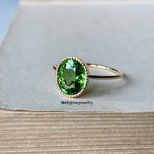 Load image into Gallery viewer, Green Tourmaline Dainty 14k Gold Ring
