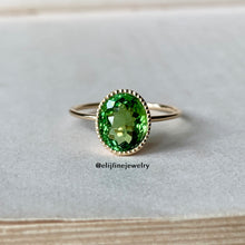 Load image into Gallery viewer, Green Tourmaline Dainty 14k Gold Ring