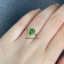 Load image into Gallery viewer, Green Tourmaline Dainty 14k Gold Ring