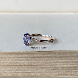 Tanzanite on Twisted Infinity 14k White & Rose Gold Ring