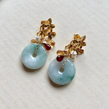 Load image into Gallery viewer, Type A Jade, Citrine, Garnet, Pearl Earrings
