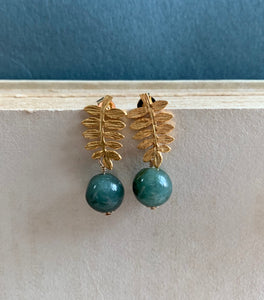 Leaves & Jade Earrings