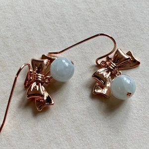 Rose Gold Ribbons & Jade Earrings