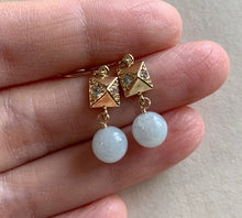 Load image into Gallery viewer, Sparkle &amp; Jade Gold Earrings