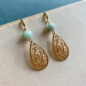 Ornate Drops & Jade Gold Earrings