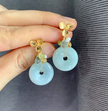 Load image into Gallery viewer, Jade, Sky Blue Topaz, Peridot Earrings