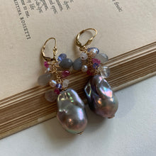 Load image into Gallery viewer, AAA Dark Silver Baroque Pearls &amp; Gemstones 14kgf Earrings