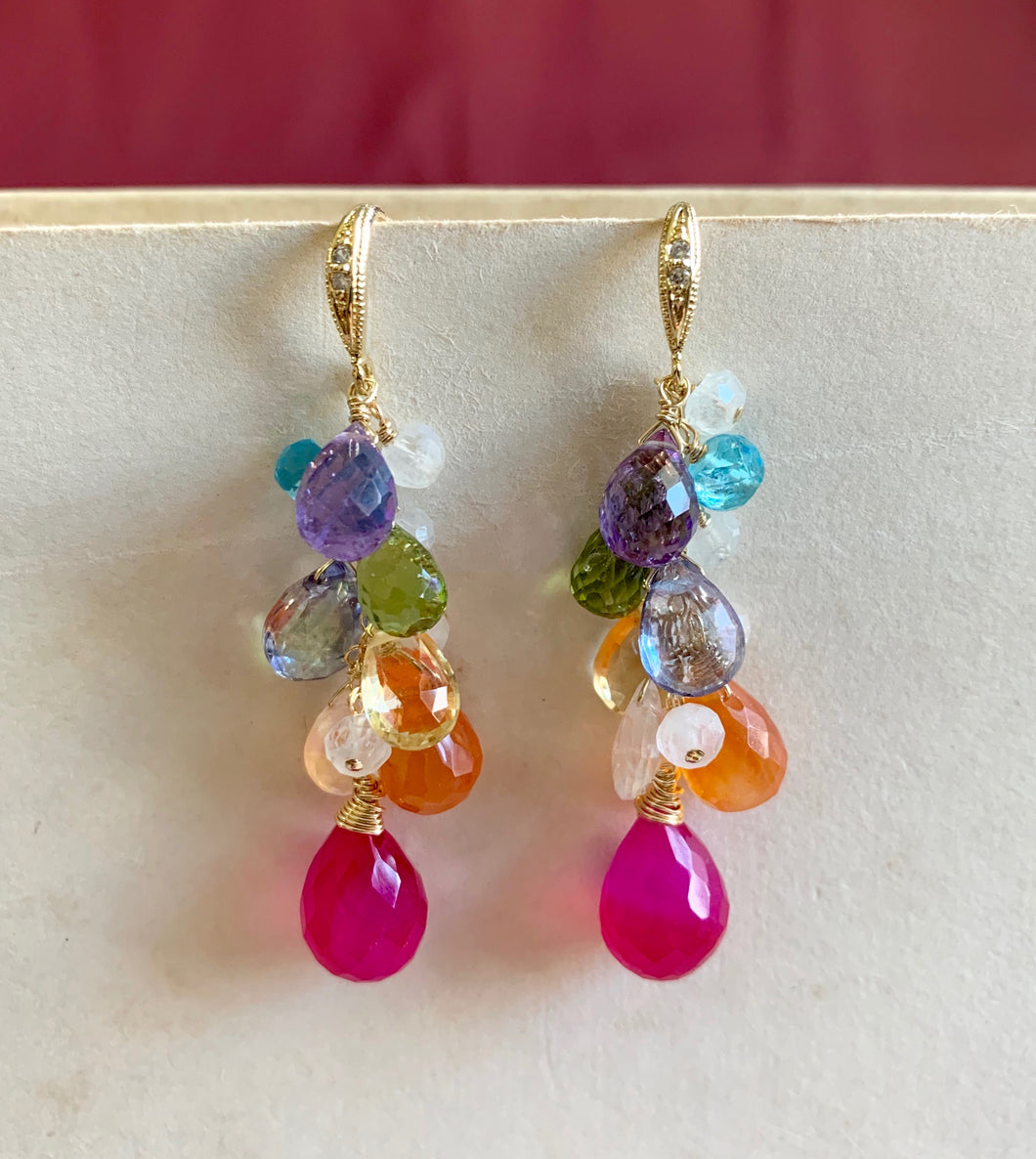 Rainbow Gemstones 14kGF Earrings