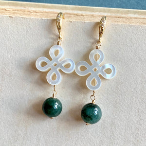 Mother of Pearl & Jade Gold Earrings