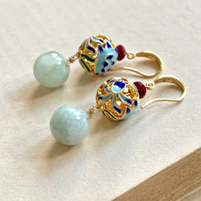 Load image into Gallery viewer, Goldfish, Jade &amp; Rubies Gold Earrings
