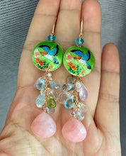 Load image into Gallery viewer, Hummingbird Garden Pink Opal 14k Rose Gold Earrings