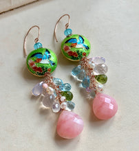 Load image into Gallery viewer, Hummingbird Garden Pink Opal 14k Rose Gold Earrings