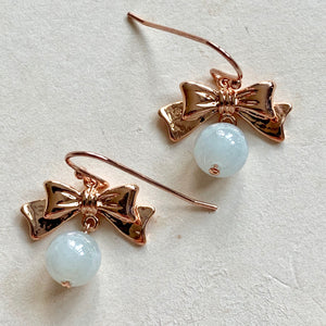 Rose Gold Ribbons & Jade Earrings