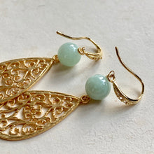 Load image into Gallery viewer, Ornate Drops &amp; Jade Gold Earrings