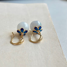 Load image into Gallery viewer, Cloisonne Capped Jade Gold Earrings