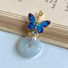 Load image into Gallery viewer, Butterfly Cloisonne, Jade &amp; Gemstones Pendant