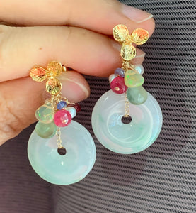 Type A Jade, Opal & Gemstones Earrings