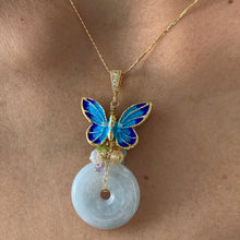 Load image into Gallery viewer, Butterfly Cloisonne, Jade &amp; Gemstones Pendant