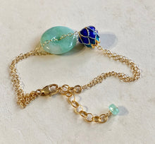 Load image into Gallery viewer, Jade &amp; Cloisonne Lotus 14k Gold Filled Bracelet