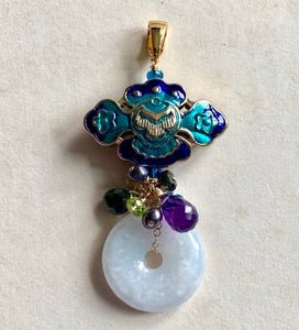 Clouds Cloisonne Sultry Gemstones Pendant