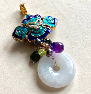 Clouds Cloisonne Sultry Gemstones Pendant