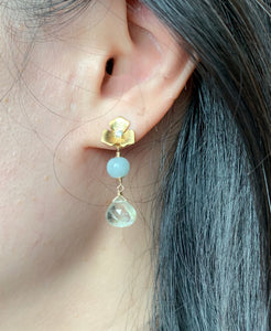 Jade & Golden Rutile Flowers Studs