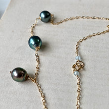 Load image into Gallery viewer, Asymmetrical AAA Tahitian Pearl Necklace 14kGF