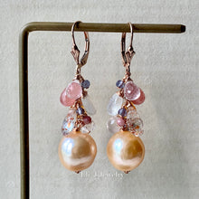 Load image into Gallery viewer, AAA Peach Edison Pearls, Pink &amp; Orange Gems 14kRGF