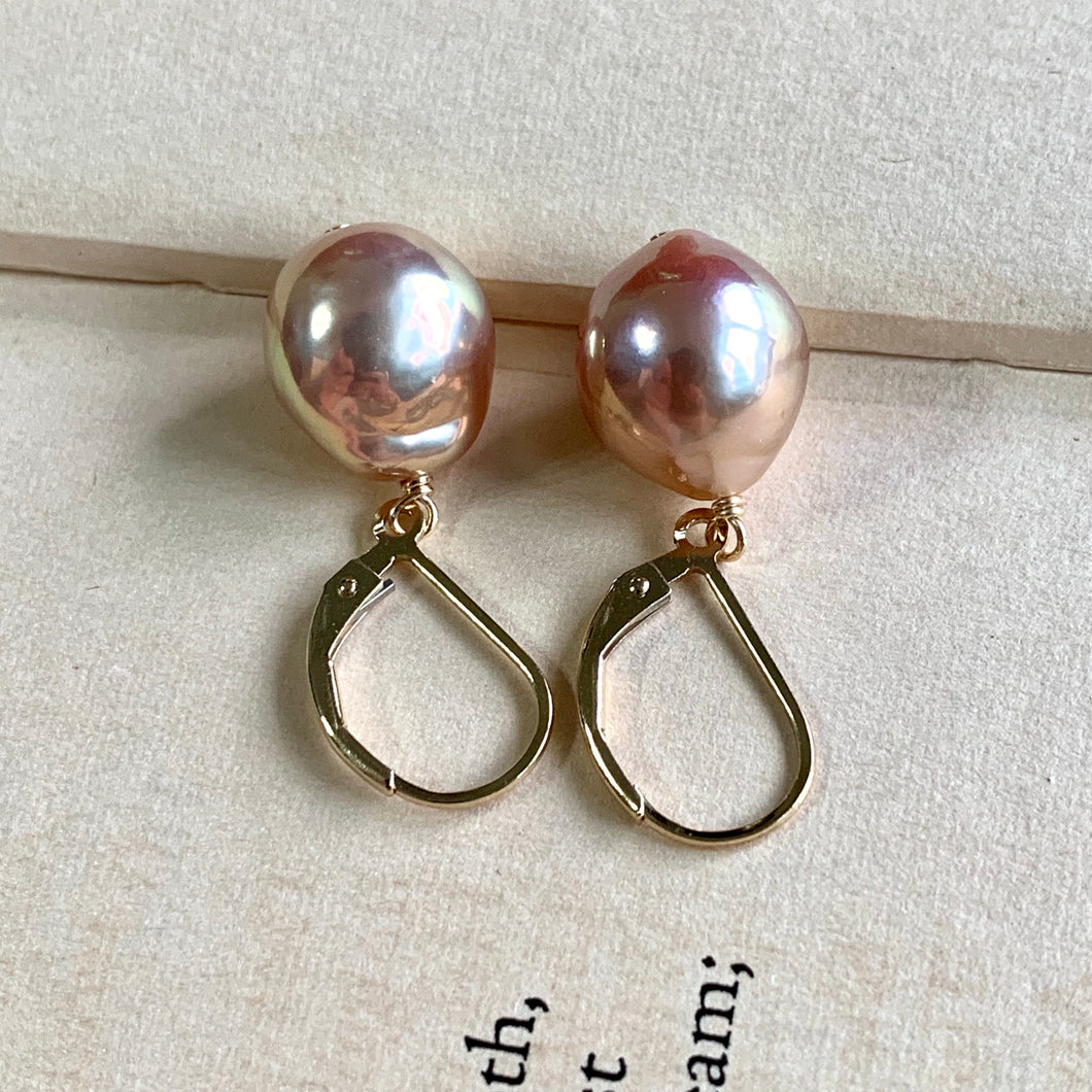 Peach- Gold Baby Edison Pearls on 14k Gold Filled