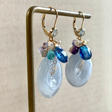 Load image into Gallery viewer, Lavender Jade Donuts &amp; Blue Gemstones 14kGF Earrings