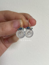 Load image into Gallery viewer, Petite Icy Jade Donuts, Blue Gemstones Earrings